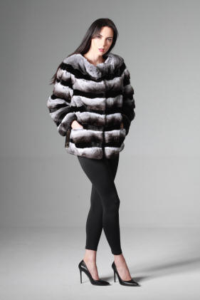 chaleco de piel de chinchilla